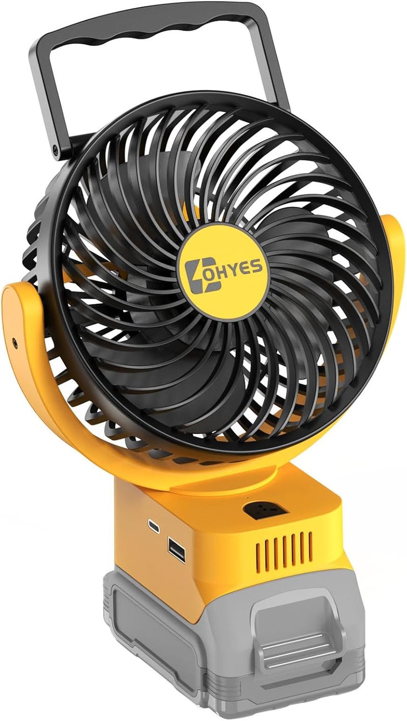 ohyes Cordless 5IN Jobsite Fan Fit For DeWALT 20V Max Battery Brushless Motor Variable Speed USB Fast Charging For Camping and Workshop(Battery not included) - Image 1